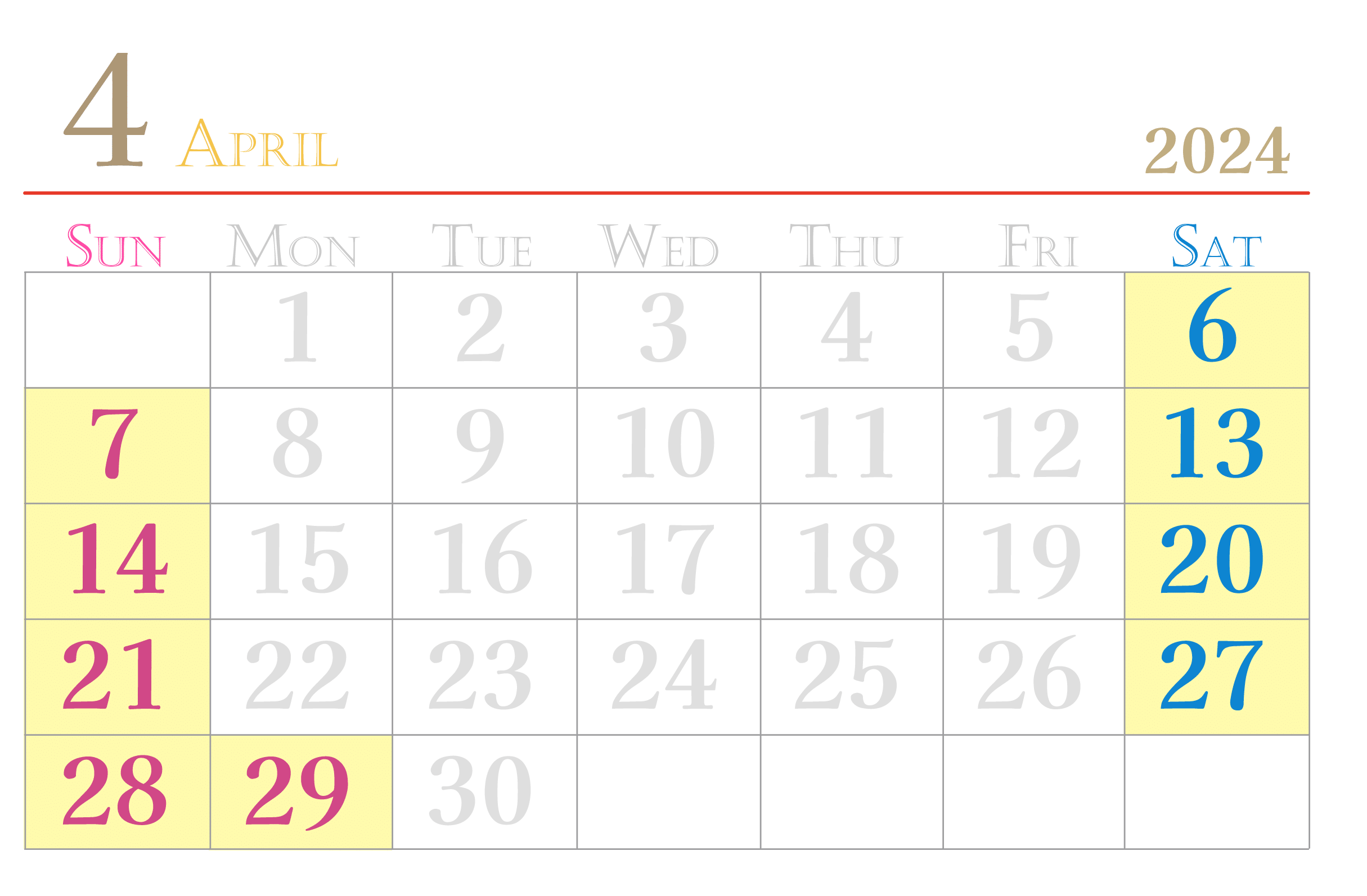 2024年4月サンクスイルミ開催カレンダー